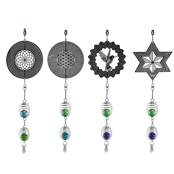 

garden decorations sun suncatcher diy rotating wind chime with spiral tail ball metal hanging sculpture bells pendant crafts
