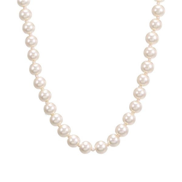 

sjbo-2 elegant white imitation pearl necklace long round wedding choker for women charm fashion jewelry chokers, Golden;silver