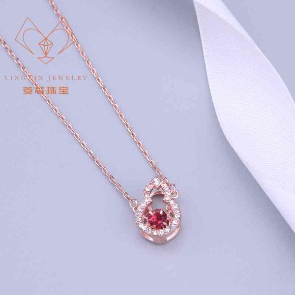 

the new high precision shi jialing beating heart gourd necklace with swarovski element crystal clavicle chain jingdong, Silver