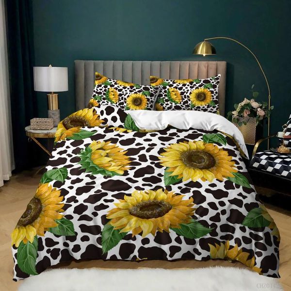

bedding sets leopard sunflower set for bedroom comefortable duvet cover soft bedspreads bed linen quilt and pillowcase