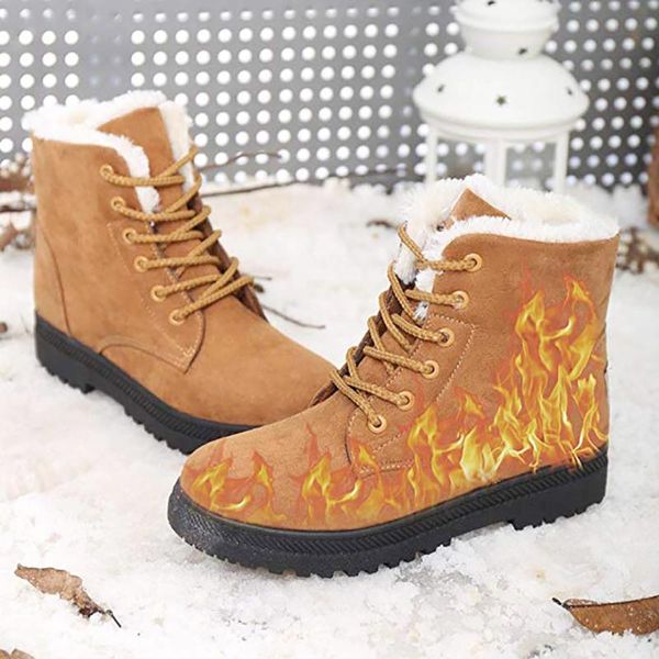 

boots winter women platform cotton warm fur snow ankle shoes flat booties cute plus size, Black