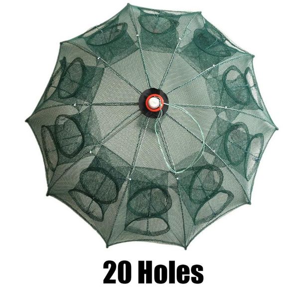 

fishing accessories strengthened 2-6-20 holes automatic foldable net shrimp cage nylon crab fish trap cast folding network