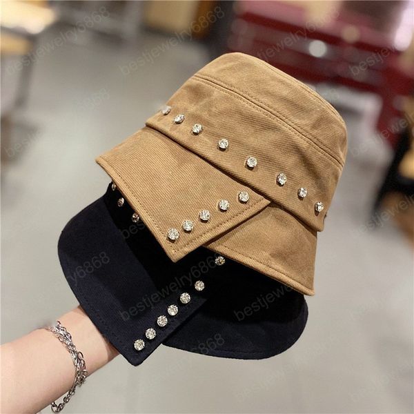 

autumn big rhinestone street lady bucket cap women leisure hat, Blue;gray