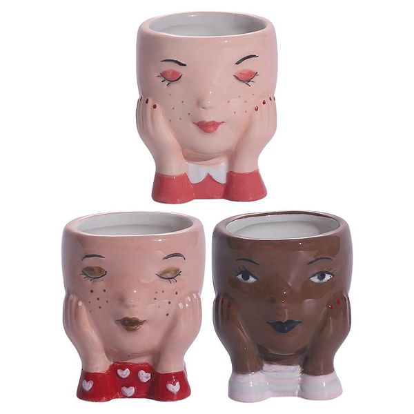 

succulent plant pot cute girls flowerpots ceramic planter for home office mini succulents and cacti decorative planters & pots