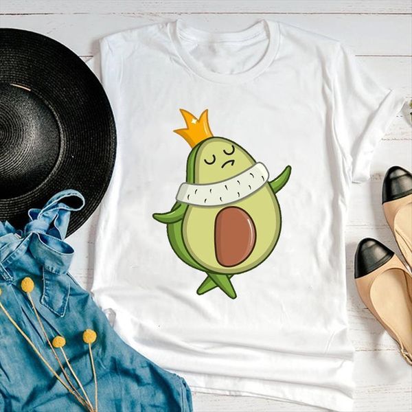 

graphic 90s avocado fruit style women t shirts short sleeve fashion cartoon summer print female clothes tees shirt, White