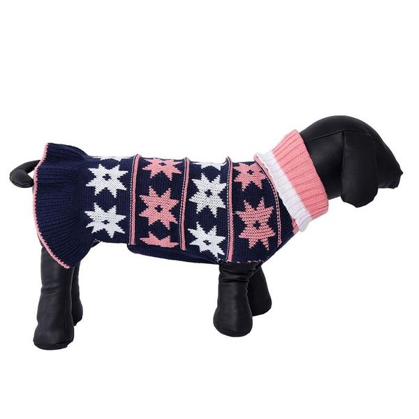 

dog apparel pet sweater star design comfortable cat winter warm turtleneck coat costume clothes clothing knitted
