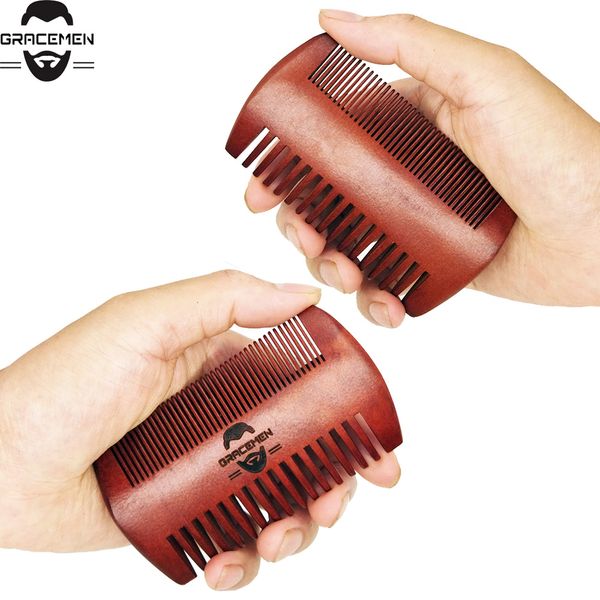 

moq 100 pcs oem custom logo red wood beard mustache hair fine & wide dual sided comb, Silver