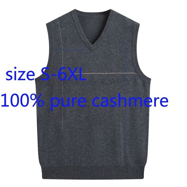 

men's sweaters autumn men pullover knitted sweater casual v-neck computer thick vest, sleeveless 100% cashmere plus size s-5xl 6xl 4fmb, White;black