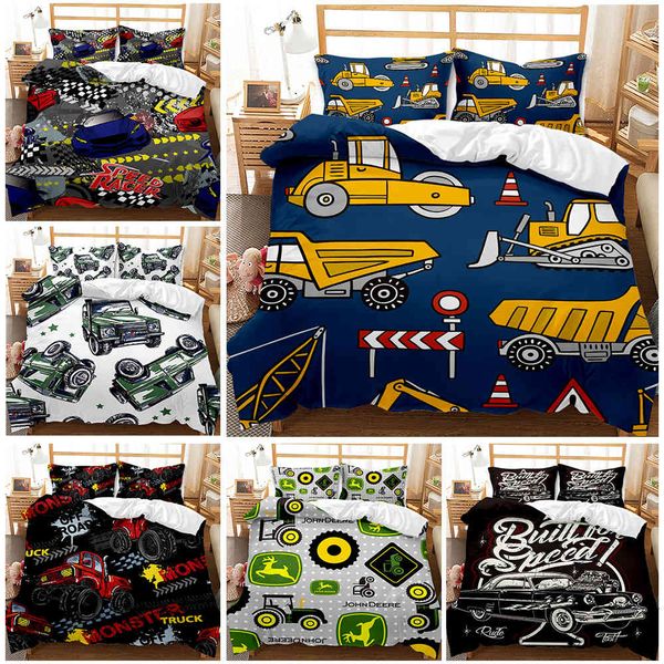 

bedding sets 2/3 pieces engineering vehicle set 3d print construction tools duvet cover for kids boys gift bed quilt cover(no sheets) f0nx