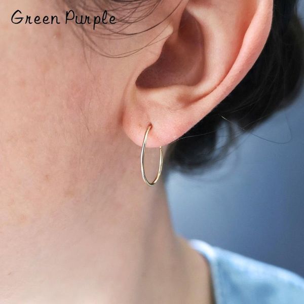 

hoop & huggie real 14k gold filled oval earrings 925 silver handmade vintage jewelry brincos boho pendientes oorbellen for women, Golden;silver