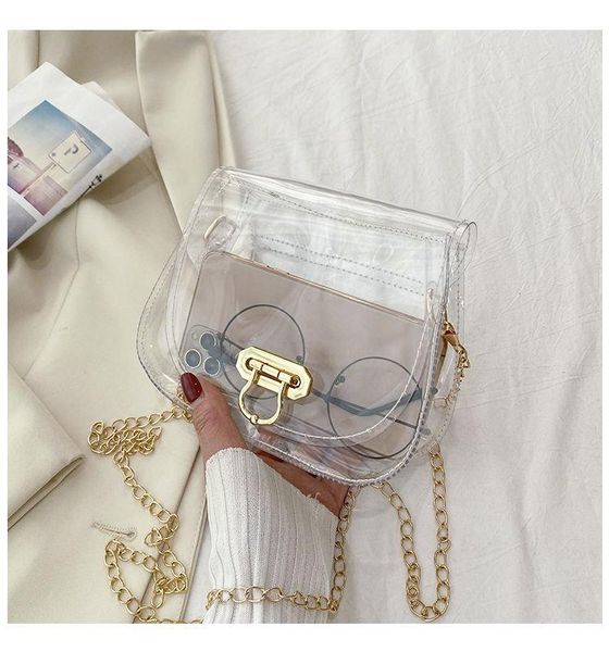 

cosmetic bags & cases female bag 2021 french niche transparent jelly trendy semicircle saddle one shoulder messenger simple all-match