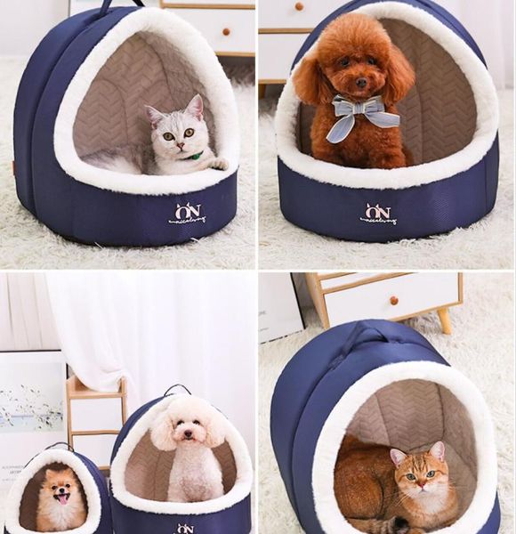 

cat beds & furniture pet bed house soft cave small dog nest warm tent for dogs supplies