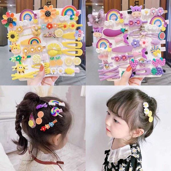 

2021 fashion baby jewelry cartoon girls bangs clip princess cute broken hairpin hair accessories, Red;brown