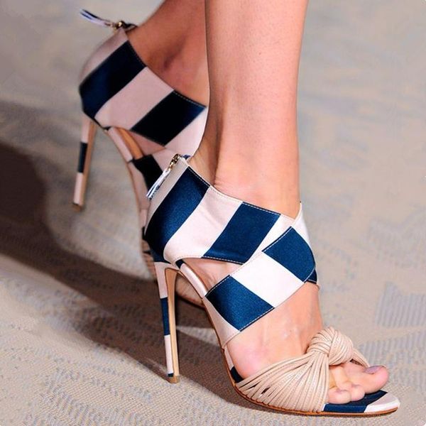 

summer gladiator sandals for women mixed colors open toe knot evening high-heeled shoes thin high heels woman, Black