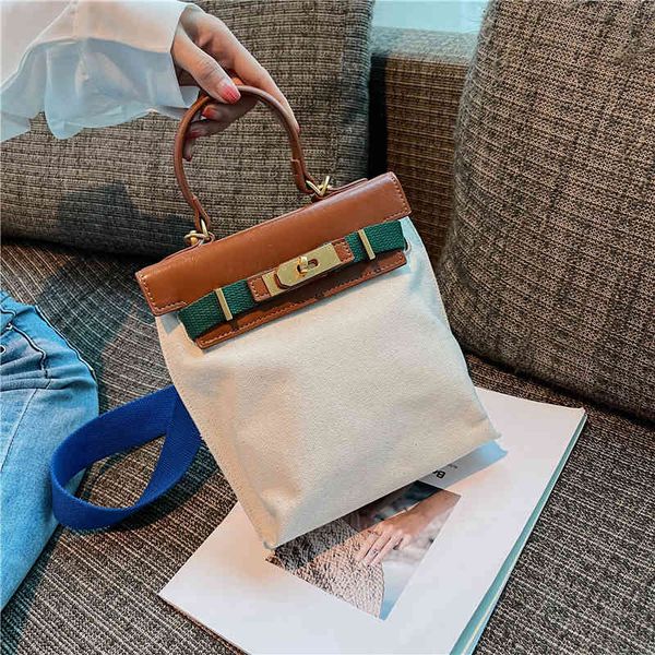 

versatile kelly stripe canvas parquet one shoulder women's 2021 spring and summer fashionable handbag