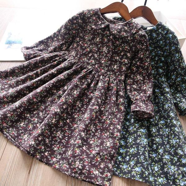 

girl's dresses autumn girls' lapel floret long sleeve dress wholesale, Red;yellow