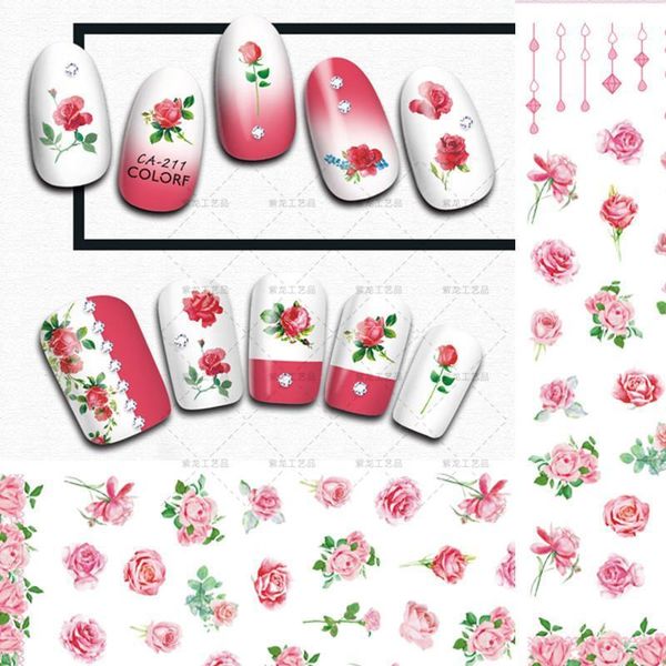 

spring roses valentine's day series fresh flowers 3d gum french nail art1, Silver;gold