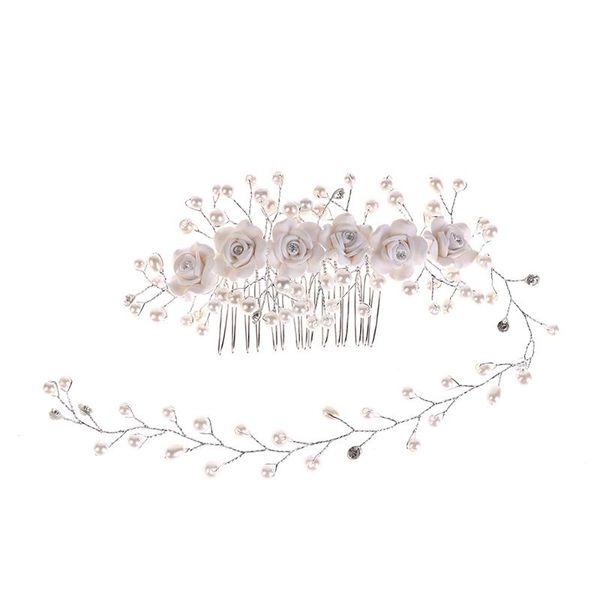 

hair clips & barrettes 1pcs pearl crystal wedding combs accessories for bridal flower headpiece fashion korean women comb, Golden;silver