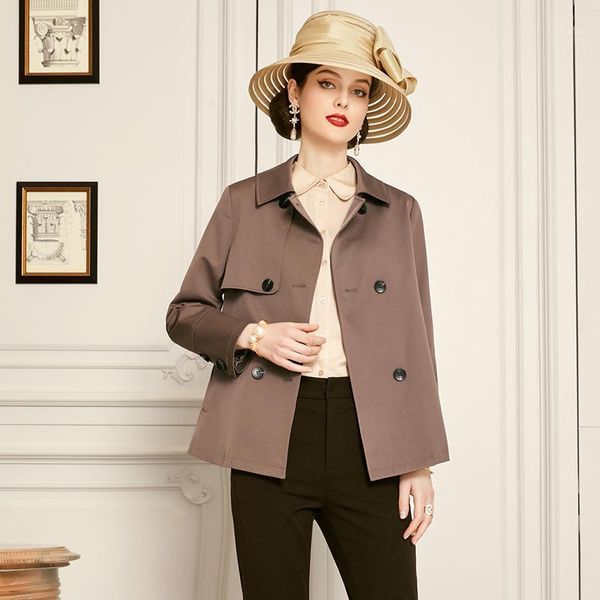 

women's trench coats shzq atmospheric short windbreaker 2021 autumn korean coat fashion thin, Tan;black