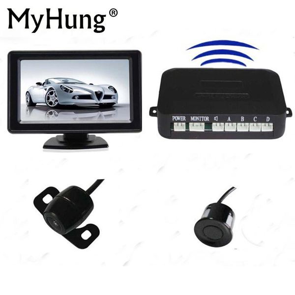 

car rear view cameras& parking sensors wireless camera sensor backup radar alert alarm system 4 2 in 1
