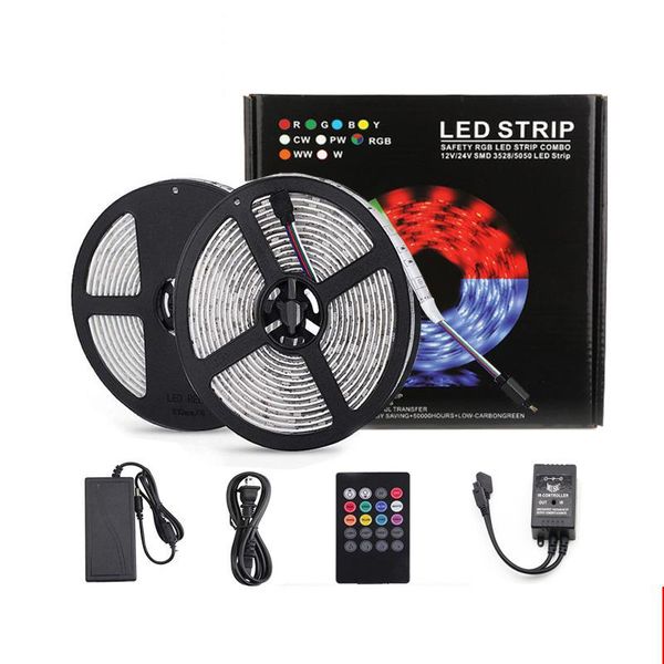 

music led strip lights smd rgb ip65 waterproof rope color changing flexible tape light kit power supply strips