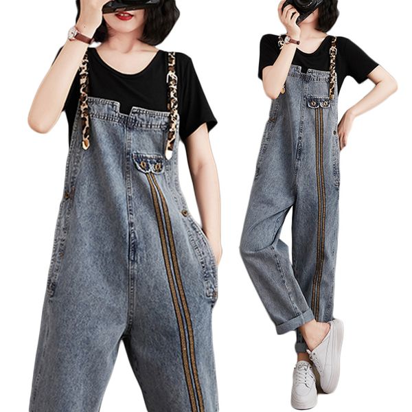 

women's jeans loose straight leg jumpsuit, big bust, light blue pants,