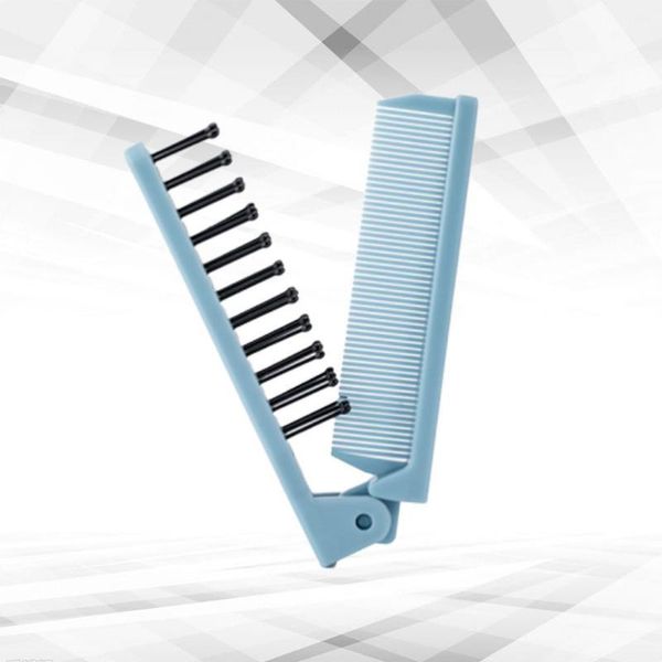 

1pc foldable comb double-headed hair folding anti-static long straight for travel(sky-blue)1, Silver
