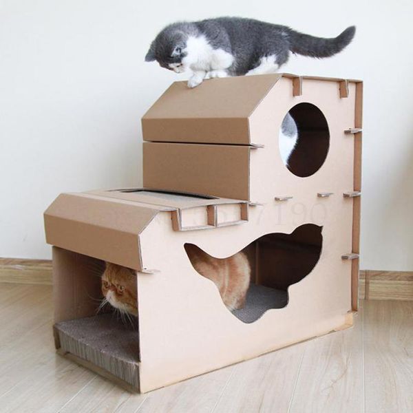 

corrugated cat nest toy supplies house scratch board double-layer climbing frame claw sharpener toys