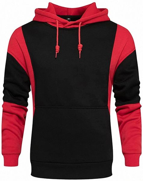 

mooncolour men's novelty color block pullover hoodies outwear 31a0#, Black
