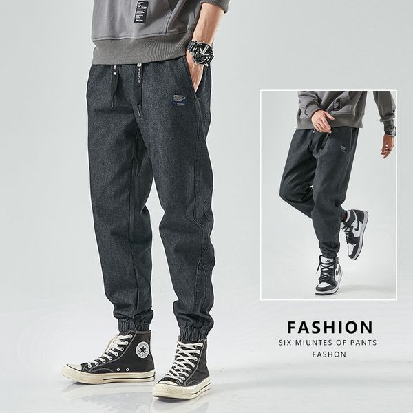 

men's jeans loose fitting spring elastic casual overalls, Blue