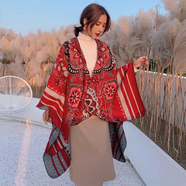 

turkish national cape women's hat thickened warm yunnan tibet travel scarf hooded cloak, Blue;gray