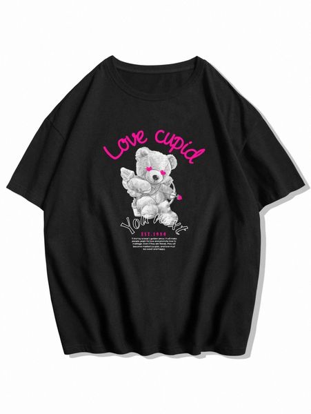 

romwe guys bear letter graphic tee g0wg#, White;black