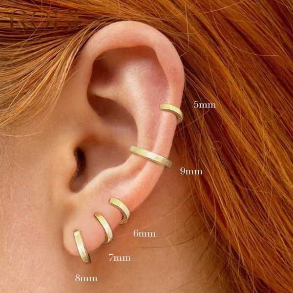 

roxi minimalism pendientes round glossy hoop earrings for women cartilage kolczyki 925 sterling sier fine jewelry 5/6/7/8/9mm, Golden