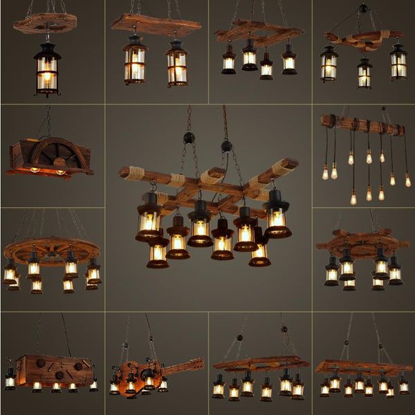 

pendant lamps ysn retro chandelier wood lamp glass lampshade bar industrial style loft solid restaurant coffee shop e27 iron chain