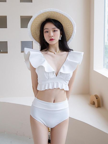 

one-piece suits swimsuits bikini girl swimwear women swimsuit woman tankini two pieces female summer red backless split high waist whit