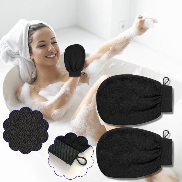

towel 2pcs exfoliating mitts,microdermabrasion at home, gloves,bath gloves single exfoliator miblack bath shower#b40