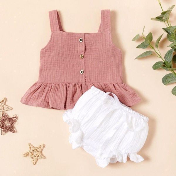 

clothing sets baby girl clothes summer set cotton sleevelesss t-shirt+shorts pant 2pcs outfits1, White