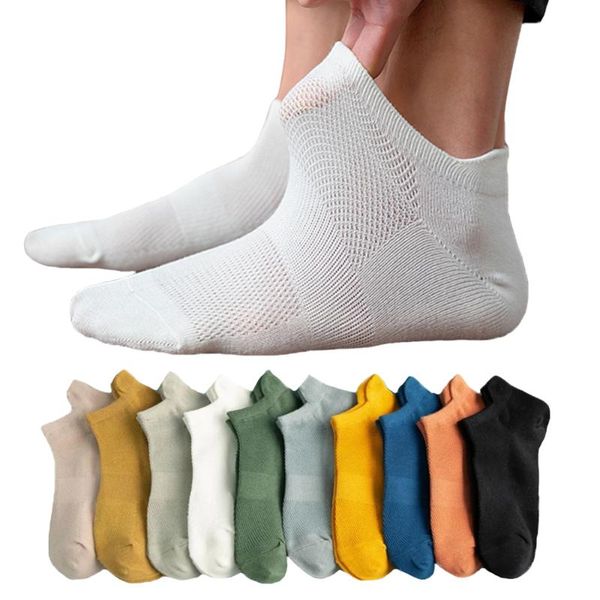 

men's socks 2021 summer cotton man short fashion breathable men ankle comfortable solid color casual male clothes gift, Black