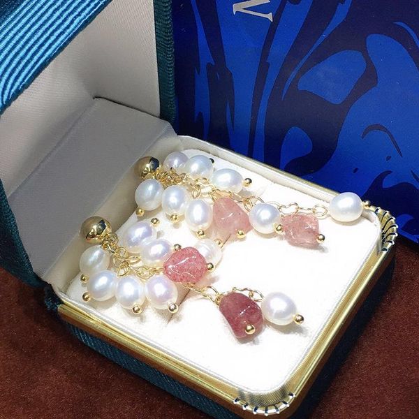 

dangle & chandelier sweet jewelry natural freshwater pearls drop earrings golden plating pink geometric beads for party gifts, Silver