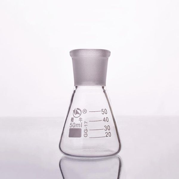 Forniture di laboratorio Bottiglia conica in vetro con beuta Erlenmeyer da 50-10000 ml, giunto 24/29, vetreria per chimica