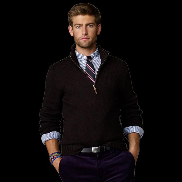 

men's sweaters male small big horse half zipper 100% cotton men jumper hombre pullover pony pullovers knitted, White;black
