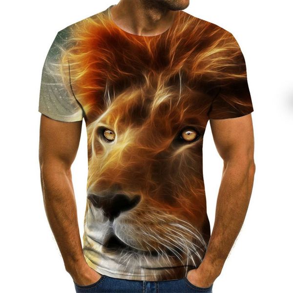 

Lion pattern Men 3D Print T-shirt Graphic Optical Illusion Short Sleeve Party Tops Streetwear Punk & Gothic Round Neck Summer, White;black