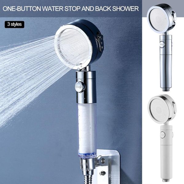 

hand-held shower head 3-settings high pressure showerhead bath accessory set