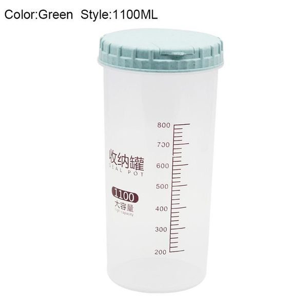 

300/500/700/1100/1800ml platstic transparent storage jar round sealed tank cereal containers caddy e7 bottles & jars