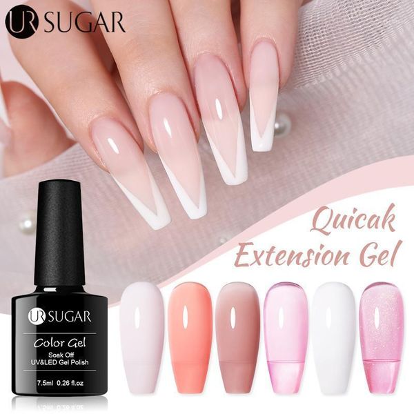 

7.5ml quick extension gel nail polish white clear nude acrylic uv soak off crystal jelly finger building tips1, Red;pink