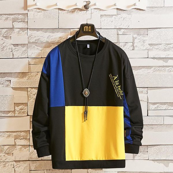 

spring and autumn harajuku casual men fashion white simplicity foreign original men's round neck daily long sleeve hoodies & sweatshir, Black