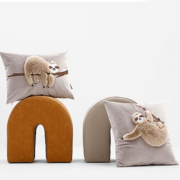

sloth sheep pillow case cushion cover 3d embroidery kids cojines decorativos para sofa decorative pillows cushions home decor cushion/decora