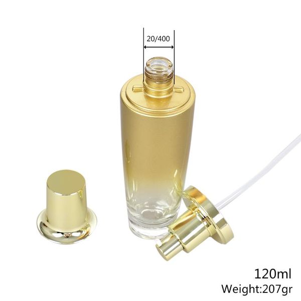 

storage bottles & jars 120ml large capacity glass lotion pump bottle in gold, empty mist spray perfume dispenser gradient gold