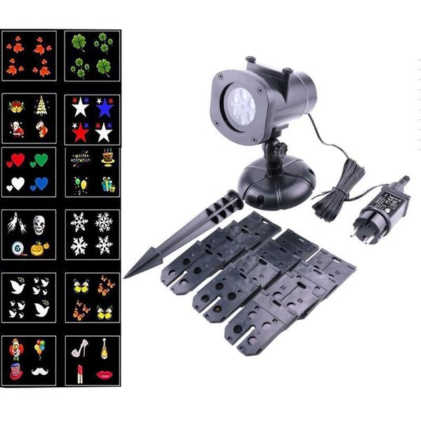 

christmas lighting led projection lamp 12 pattern exterior garden snowflake santa claus logo projector light ip44 night lamparas lawn lamps