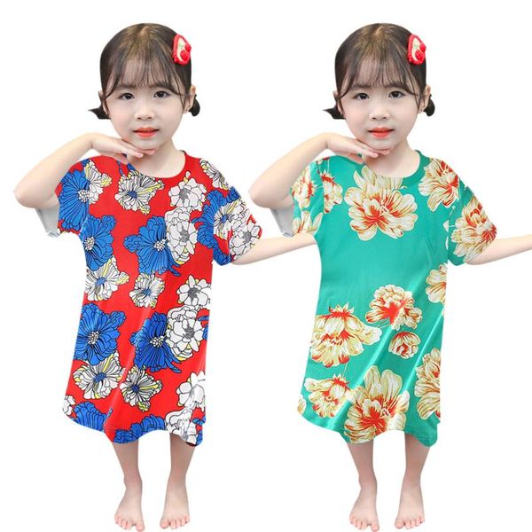 

girl's dresses baby girls floral cartoon dress princess pajamas clothes children's sleepwear drop, Red;yellow